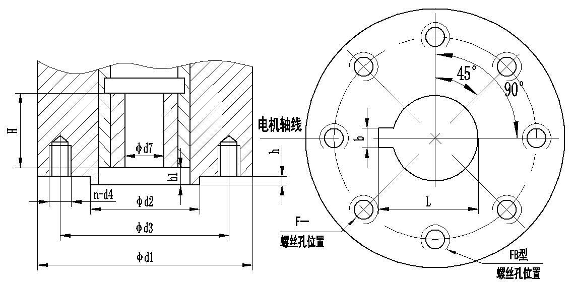 Q型角行程HJCA16海角官网執行器連接尺寸圖